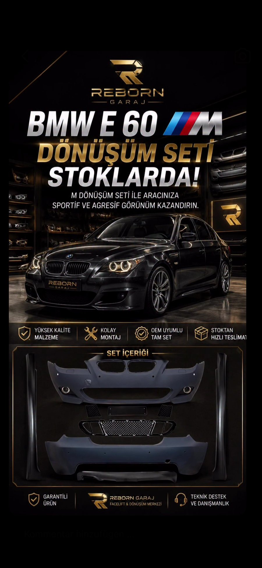 BMW E60 M Dönüşüm Seti — ön ve arka tampon takımı
